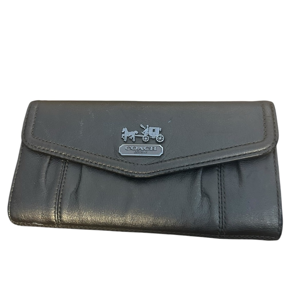 Coach Gold Leather Snap Front Tri-Fold Wallet